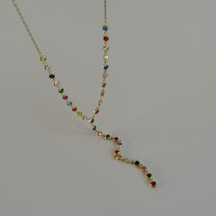 Kalpli Kristal Mıx Y Kolye /925 Gümüş