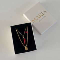 Asimetrik Harf Kolye- Biber Kombin /925 Gümüş