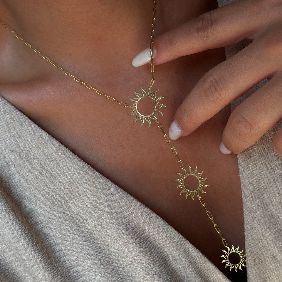 Sıralı Güneş Kolye /925 Gümüş