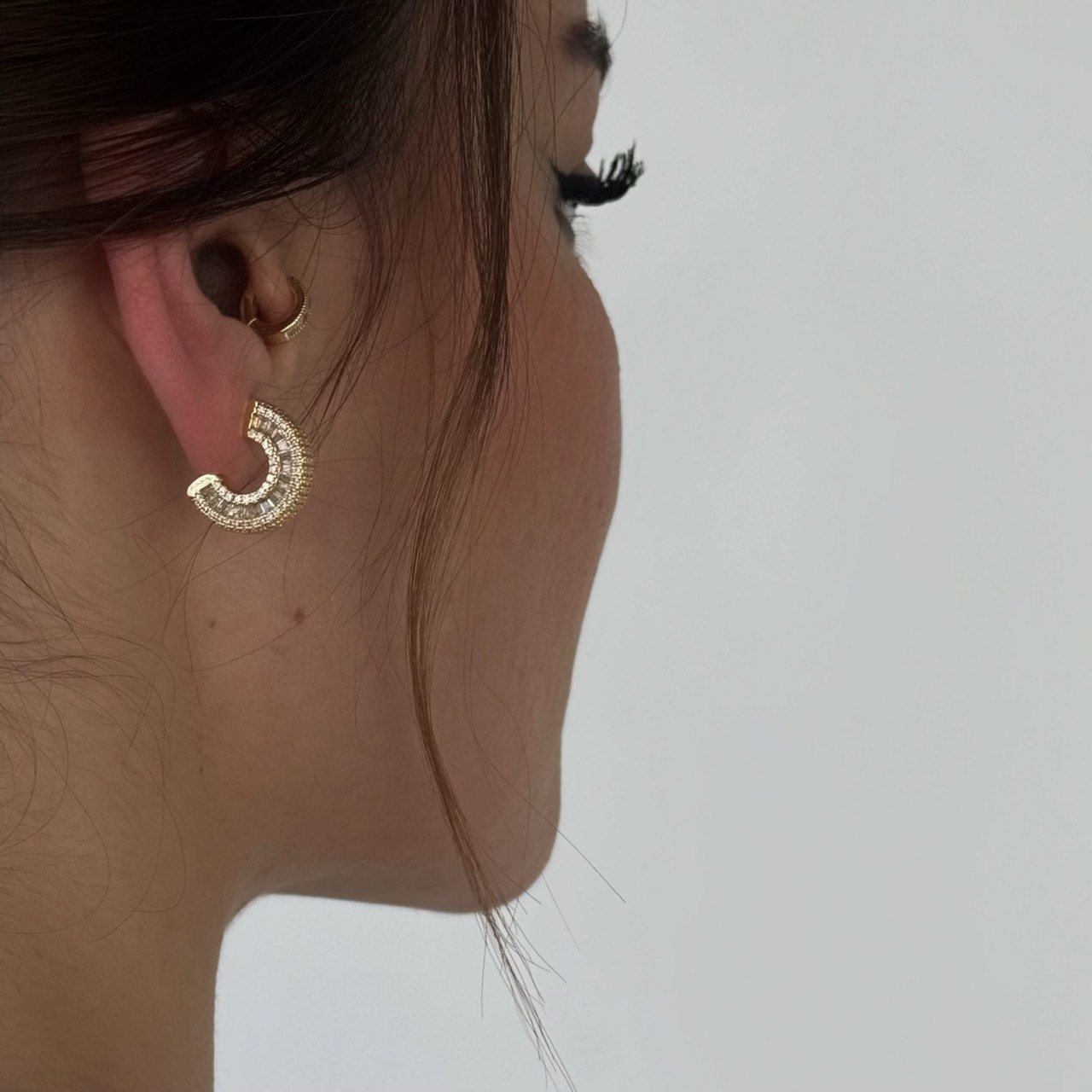 Minimal Baget Taşlı  Küpe