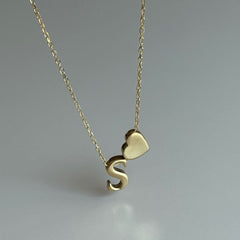 Minimal Kalp Harf Kolye / 925 Gümüş