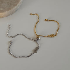 Mıknatıs-Harf-Puzzle Çift Bileklik/925 Gümüş