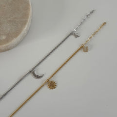 Ay-Güneş Harfli Çift Bilekliği/925 Gümüş