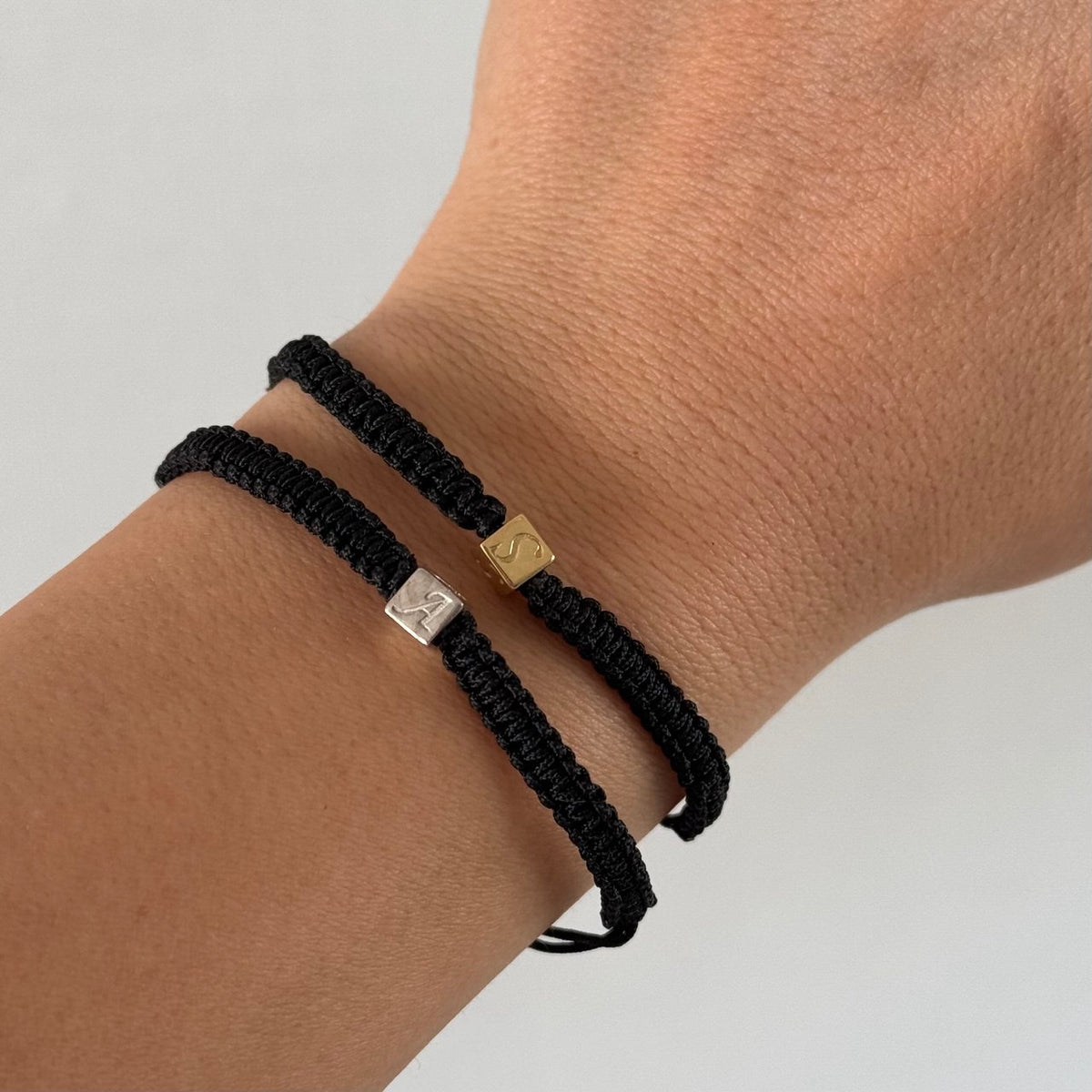 Makrome Bileklik-Harf Çift Bileklik/ 925 Gümüş