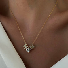 Kalp çift harf / 925 Gümüş