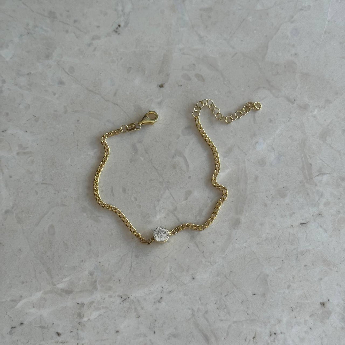 Tek taş oval bileklik / 925 Gümüş