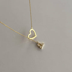 Burç Sallantılı Kalp Kolye / 925 Gümüş