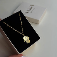 Harfli Hamsa Kolye / 925 Gümüş