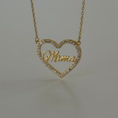 Taşlı Kalp İçi Mama Kolye / 925 Gümüş