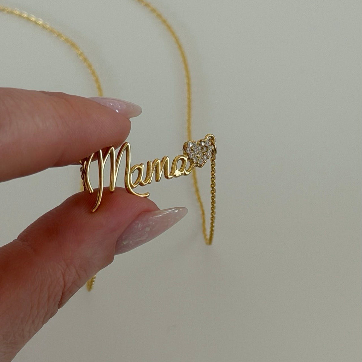 Mama Taşlı Kalp Detay Kolye / 925 Gümüş