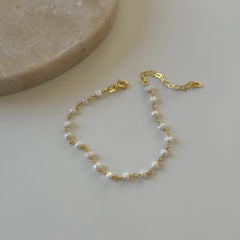 İnci-Zincir Bileklik/ 925 Gümüş