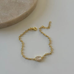 Baget Taşlı Bileklik /925 Gümüş