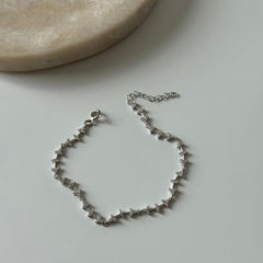 Taşlı Üç Yaprak Bileklik /925 Gümüş