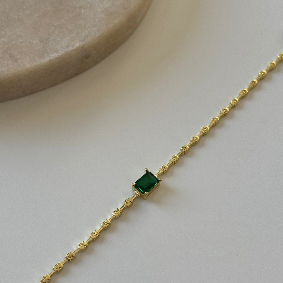 Zümrüt Baget Bileklik /925 Gümüş