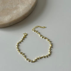 Taşlı Üç Yaprak Bileklik /925 Gümüş