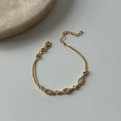 Kristal-Yuvarlak Taşlı Bileklik/ 925 Gümüş