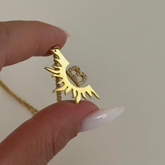 Yarım Güneş-Harf Kolye / 925 Gümüş