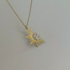 Yarım Güneş-Harf Kolye / 925 Gümüş