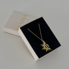 Yarım Güneş-Harf Kolye / 925 Gümüş