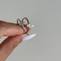 Minimal Dört Taşlı Yüzük /925 Gümüş