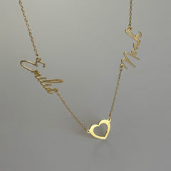 İki İsim Boş Kalp Kolye /925 Gümüş