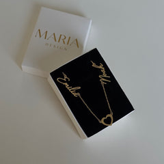 İki İsim Boş Kalp Kolye /925 Gümüş