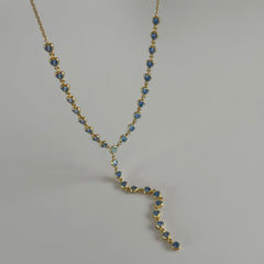 Mavi Kalp Kristal Y Kolye / 925 Gümüş