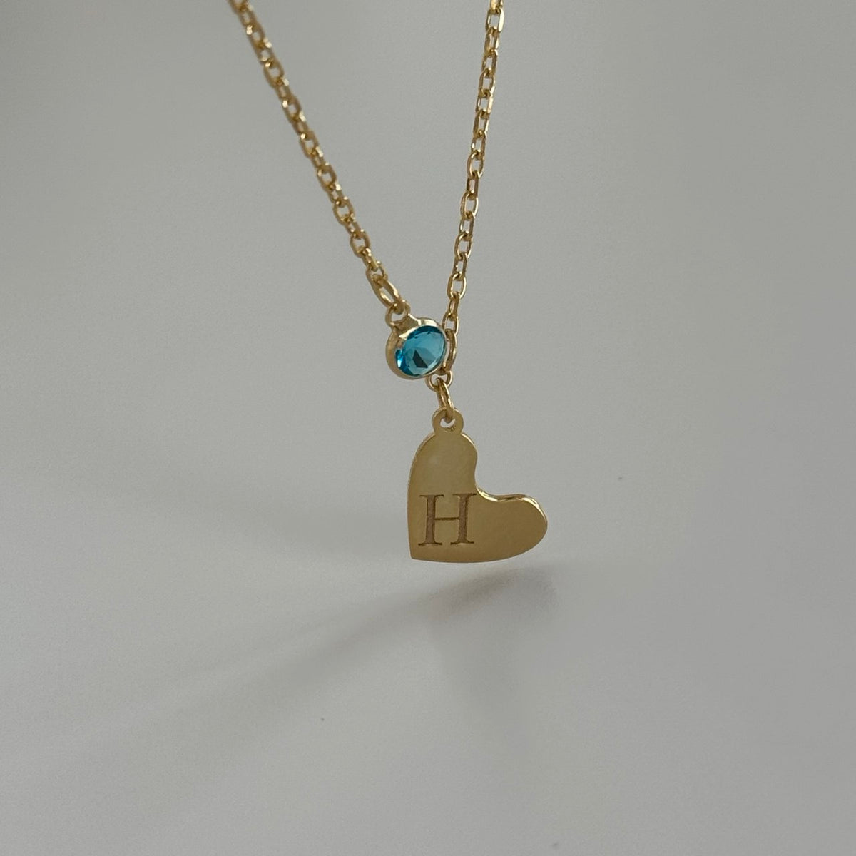 Kalpli Harf-Doğum Taşı Kolye /925 Gümüş