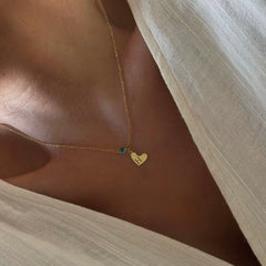 Kalpli Harf-Doğum Taşı Kolye /925 Gümüş