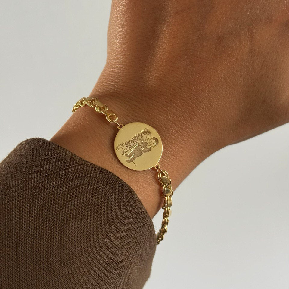 Arpa-Kazıma Resim Bileklik /925 Gümüş