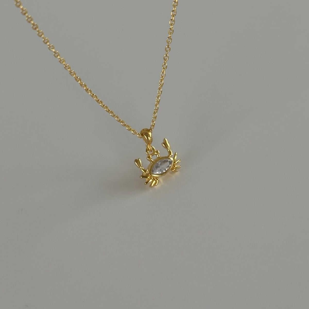 Kristal Taşlı Yengeç Kolye /925 Gümüş