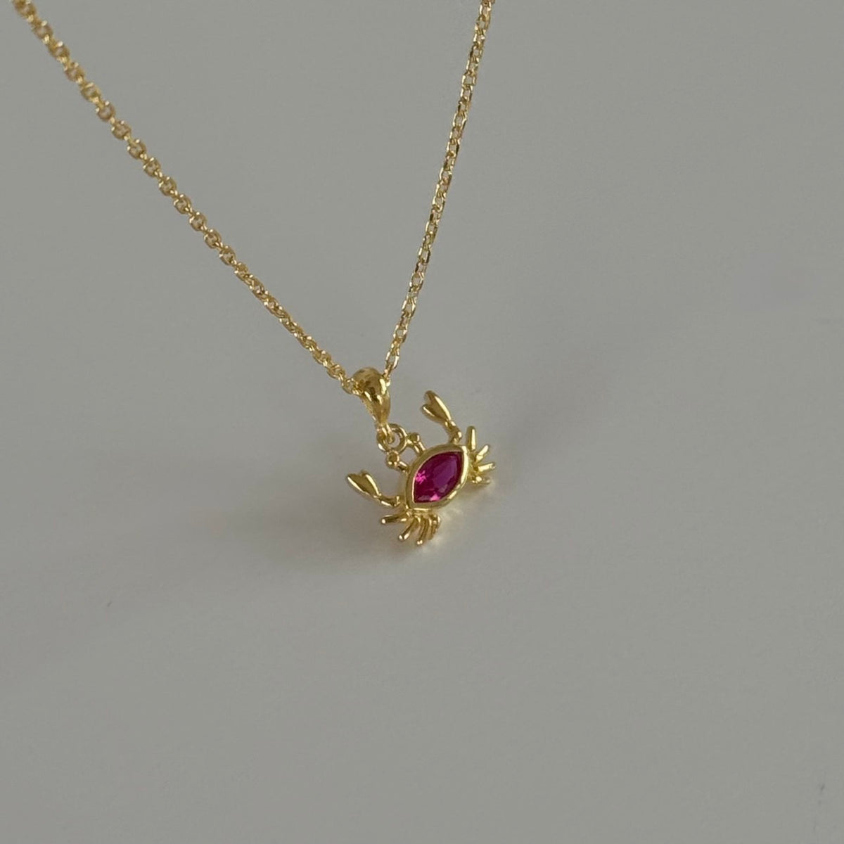 Mor Kristal Yengeç Kolye / 925 Gümüş