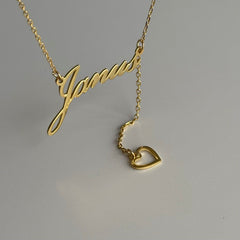 İsim-Boş Kalp Sembol Kolye/925 Gümüş