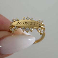 İstediğini Yazdır Taşlı Plaka Yüzük /925 Gümüş