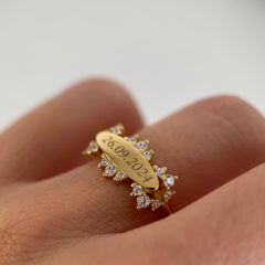 İstediğini Yazdır Taşlı Plaka Yüzük /925 Gümüş