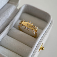 İstediğini Yazdır Taşlı Plaka Yüzük /925 Gümüş