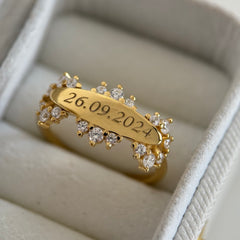 İstediğini Yazdır Taşlı Plaka Yüzük /925 Gümüş