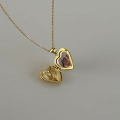 Resimli Kabartma Kalp Kolye / 925 Gümüş