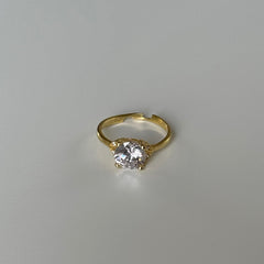 Oval Kristal Ayarlanır Yüzük /925 Gümüş