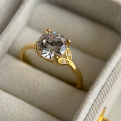 Oval Kristal Ayarlanır Yüzük /925 Gümüş