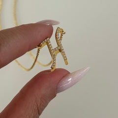 3 Boyutlu Taşlı Harf Kolye /925 Gümüş