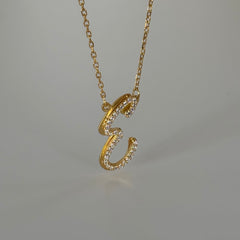 3 Boyutlu Taşlı Harf Kolye /925 Gümüş