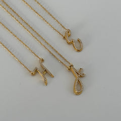 3 Boyutlu Taşlı Harf Kolye /925 Gümüş