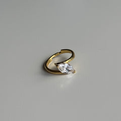 Yan Damla Model Yüzük / 925 Gümüş