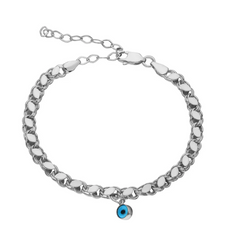 Pullu Zincir Nazar Bileklik / 925 Gümüş