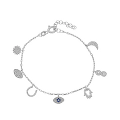 Zirkon Charm Bileklik / 925 Gümüş